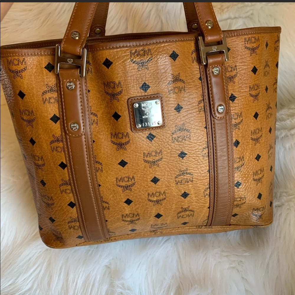 Mcm Heritage Cognac tote